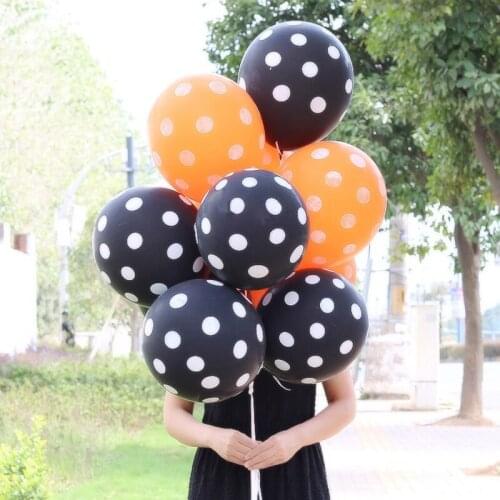 20pcs 10 Inch Black Orange Pure Color Point Round Latex Balloon All Saints' Day Halloween Balloons Party KTY Bar Garden Decor