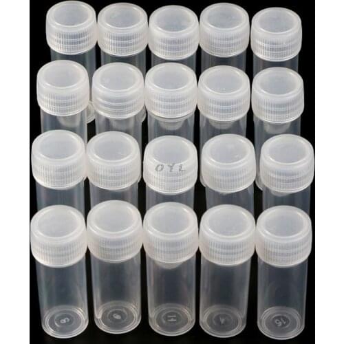 20Pcs 5ml Plastic Test Tubes Vials Sample Container Powder Craft Screw Cap Bottles for Office School Chemistry Supplies