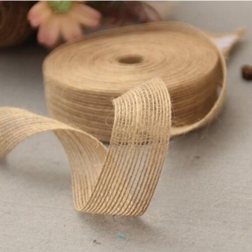 3.8cm Natural Jute Burlap Hessian Lace Ribbon Roll Vintage Wedding Decoration Party Christmas Crafts Gift Wrapping AA8056