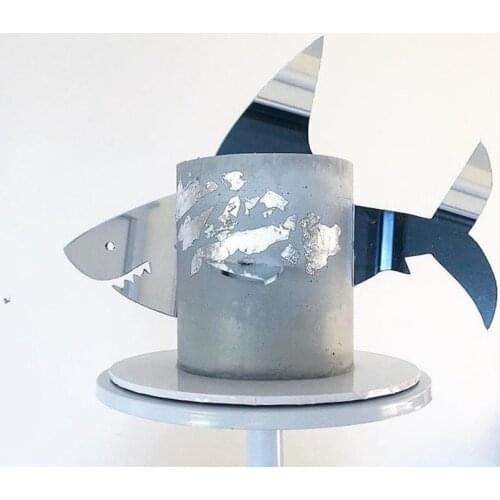 3pcs/bag Acrylic Shark Happy Birthday Cake Topper Cartoon Baby Shower Decorations Kids Birthday Party Supplies Cake Toppers