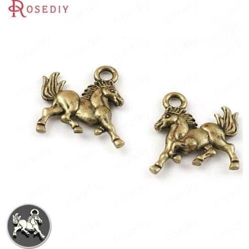 30018)100PCS 14x15.5MM Antique Bronze Zinc Alloy Horse Charms Pendants Diy Jewelry Findings Accessories Wholesale