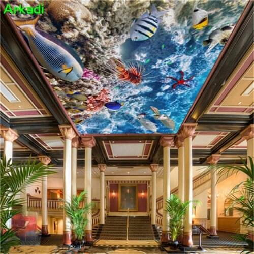 3d Wallpaper Custom Photo Ocean Fish Underwater World Kids Room Kindergarten Bathroom Ceiling Mural Home Decor Any Size