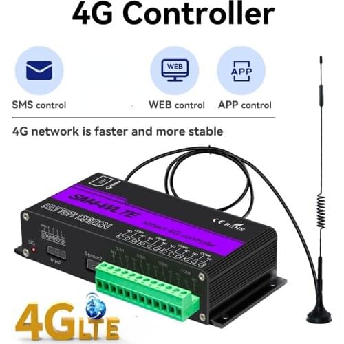 4G SIM remote 4-way controller, phone message alarm, temperature and humidity, Temperature Sensor , Smart power controller DIY