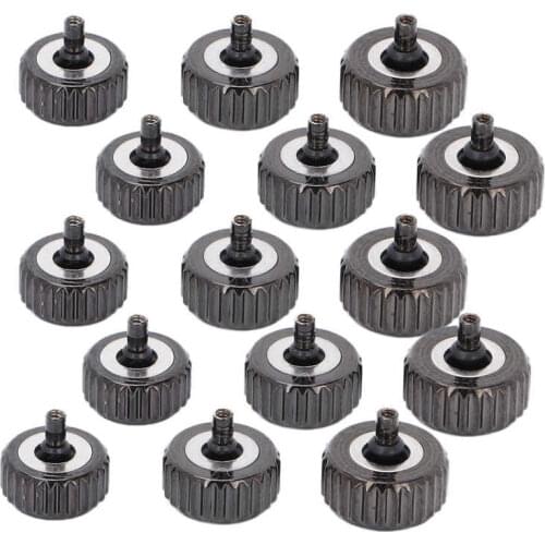 5pcs Watch Crown Spare Parts Black Steel Crown Watch Head Replacement Accessories for Quartz Mechanical Watch