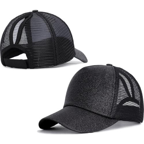 2020 Glitter Baseball Cap Ponytail Women Snapback Dad Hat Mesh Trucker Caps Messy Bun Summer Hat Female Adjustable Hip Hop Hats