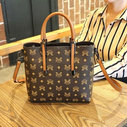 Big bag female bag luxury brand handbag fashion printing old pattern shoulder bag designer high quality handbag bucket bag
