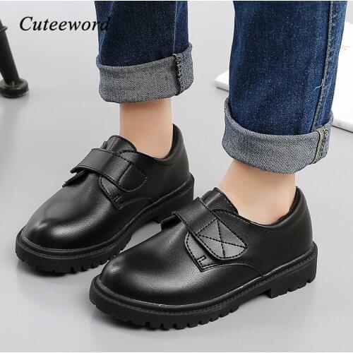 Brand Boys Shoes Leather Children Shoes 2020 New Fashion Black Soft Bottom Students Shoes Comfortable Non-slip Kids Shoe 27-38