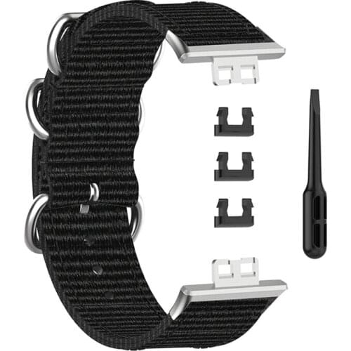 Quick Release Leather Watch Band,For -Huawei Watch Fit Three-Ring Canvas Nylon Strap