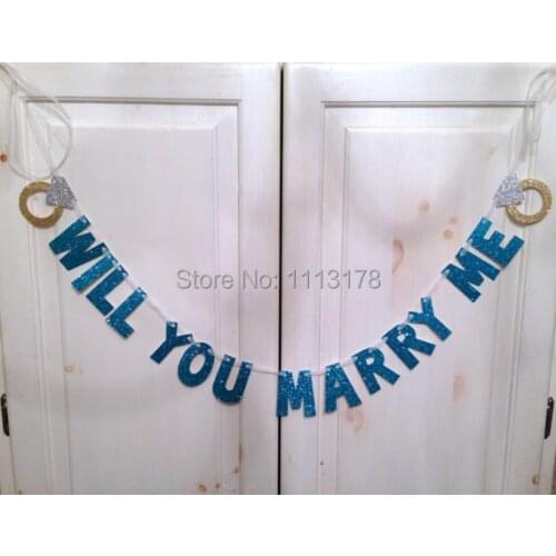 Cheap Will You Marry Me? Glitter Banner -- Engagement Party Decoration / Photo Prop wedding Bridal Shower garland