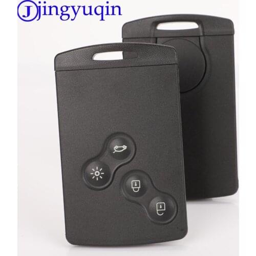 Jingyuqin 4 Button Auto Car Key Shell Case for Renault Laguna Koleos Remote Smart Key Card with Insert Small Uncut Blank Blade