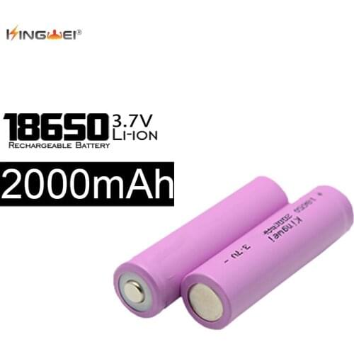 KingWei Pink 10Pcs Real Capacity 2000mAh 18650 Battery 3.7v Rechargeable Li ion Battery For LED Flashling Torch