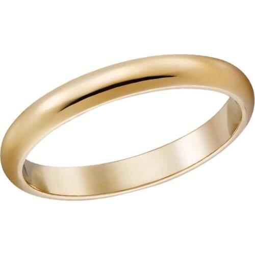 18K Au750 Yellow Gold Ring Lovers Wedding Anniversary Engagement Ring Wide 2.5mm Classic Trendy Cute Romantic Office Career