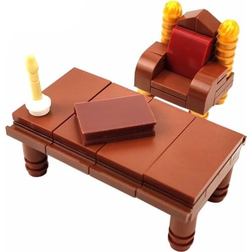 City MOC Blocks Toys For Children Desk Chair Sets Furniture Model Candle Brown Decoration Book DIY Educational Toy for City Gift