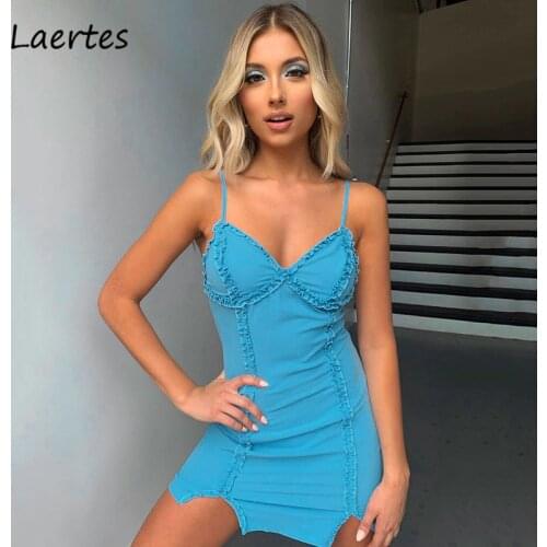 Laertes Fungus Solid Vintage Dresses Fashion 2021 Summer Sleeveless Staghetti Strap Sexy Bodycon Sundress Korean Clothes Outfits
