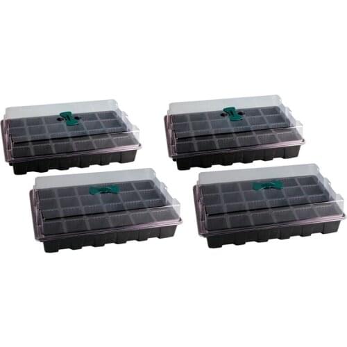 4Pcs Seedling Tray, 24 Cells Plastic Seedling Nursery Tray Flower Seed Propagators With Adjustable Vents For Greenhouse