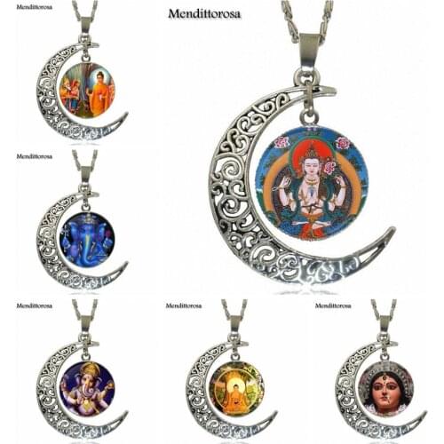 Buddha Fashion Necklace Handmade Moon Shape Choker Necklace Jewelry Multi Designs For Women Handmade Girls