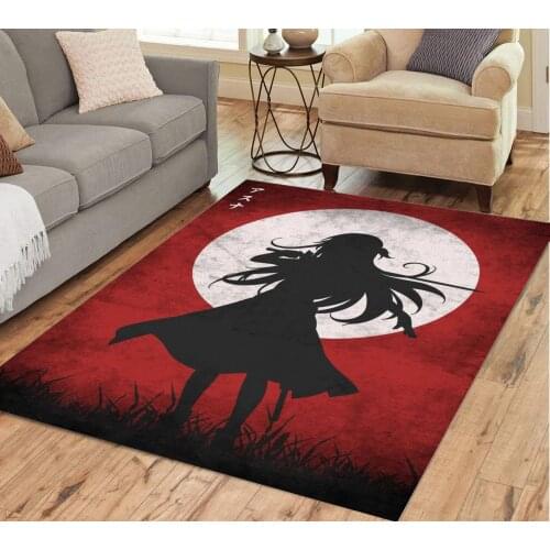 Cartoon Anime Red Girl Moon Art Anti-slip Mat Floor Mat Door Mat Carpet Bedroom Living Room Home Decoration