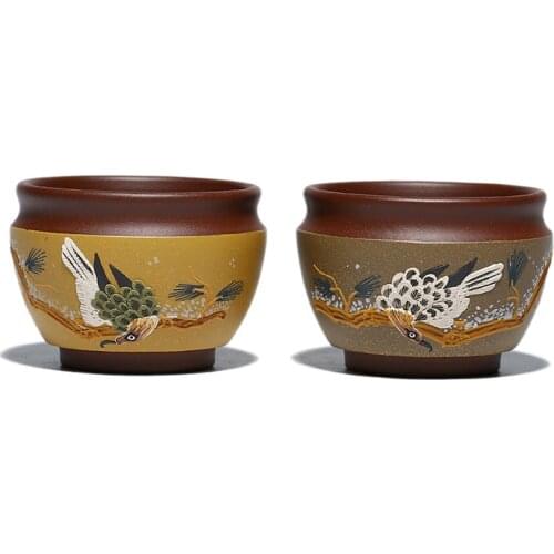 Couple Pair Of Cups Wholesale Powder Paste Two-color Master Cup Tea Set Purple Sand Zisha Drinkwear 150ml Handmade