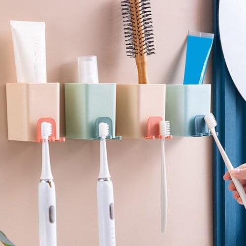 Toothbrush Rack Free Punch Hook Mouthwash Cup Finishing Wall-hung Toilet Bathroom Toothbrushing Storage Accessories Dropshipping