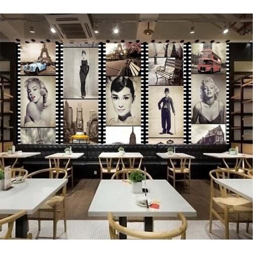 Custom retro wallpaper, film star murals for the living room bedroom TV background wall waterproof papel de parede