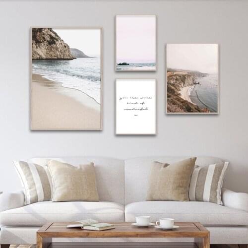 Coastal Beach Seascape Canvas Poster Nordic style Landscape Wall Art Print Painting Decorative Picture Scandinavian Home Decor