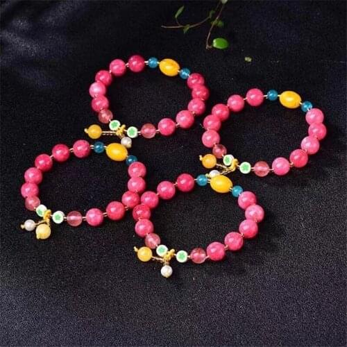 Pink Bracelet Natural Stone Bracelets Women Quartzs Rhodochrosite Stone Bangles Jewelry
