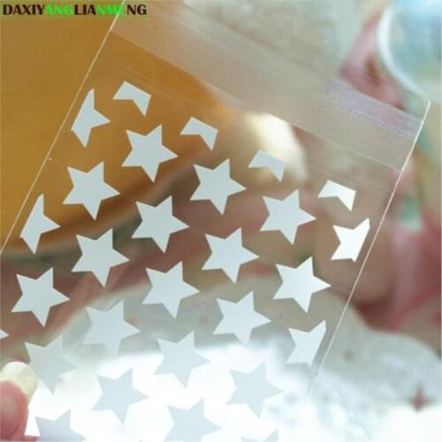 300pcs/lot-7.5x10cm+3cm stars PP self-adhesive bags biscuit snack food bag DIY baking package bag Candy Bag