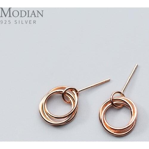 Modian 100% 925 Sterling Silver Stud Earrings for Women Unique Design Swing Fashion Ear Pins Punk Style Silver Fashion Jewelry