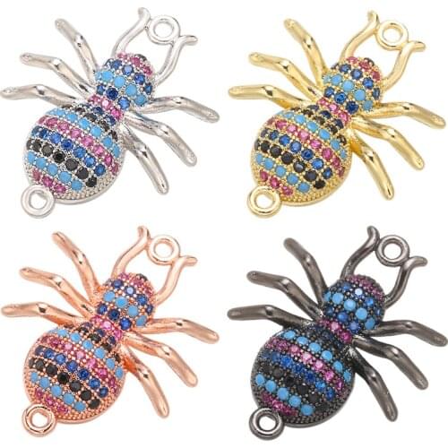 ZHUKOU 19x23mm spider animal bracelet connector for women handmade DIY bracelet jewelry Accessories making findings model: VS444
