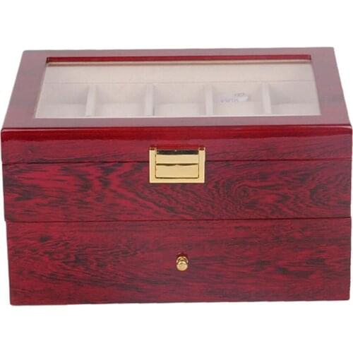 20 Slots Watch Cases Glass Top, Solid Wood Watches Storage Organizer Display Box Holder Exquisite and Durable