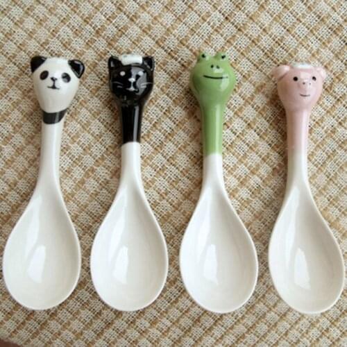 Household items kawaii animal zakka ceramic spoon spoon children spoon shelf