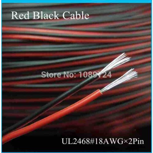 UL2468 30Meters 100 Feet/Lot Tinned copper 18AWG 2 pin Red Black cable PVC insulated wire Electric cable LED cable DIY Connect