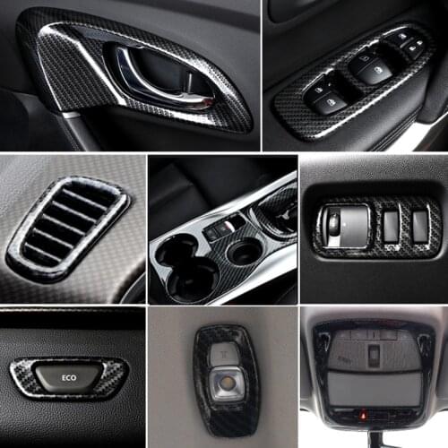 Carbon fiber pattern items for Renault KADJAR 2017-2019 Interior Kit Air outlet handle Gear panel Decorative cover