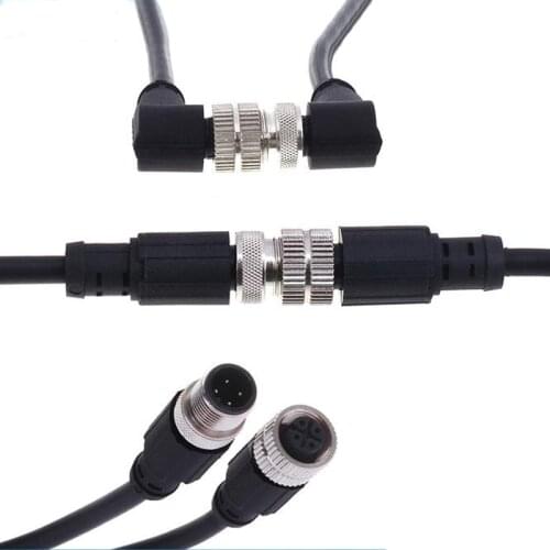 Screw Straight/Right Angle M12 2m Cable Wire Connector Waterproof 4 5 8 Pin Power Adapter Male Female Plug Socket Screw Threaded