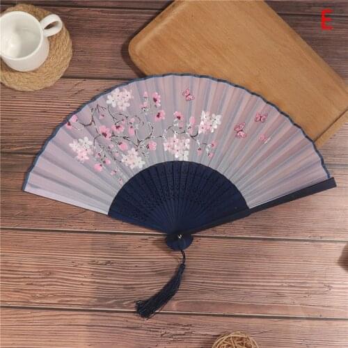 Vintage Chinese Silk Cloth Blank Chinese Folding Fan Wooden Bamboo Antiquity Folding Fan For Calligraphy Painting Hand Fan