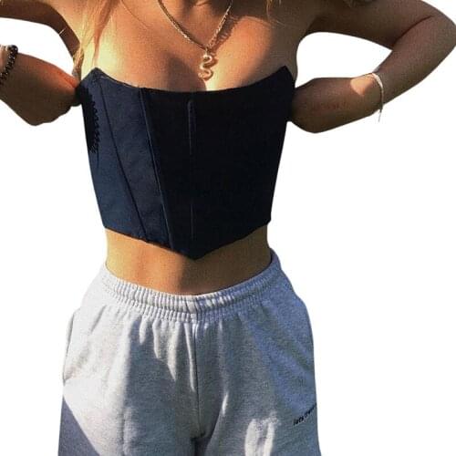 2021 Women Casual Boat Neck Sleeveless Crop Tops Fashion Close-fitting Tube Summer Tops Solid Color for Club Shopping