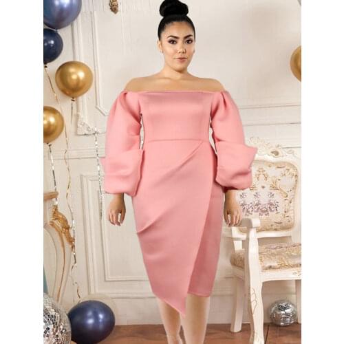 Black Slit Dresses Women Bare Shoulder Long Lantern Sleeve High Waist Bodycon Evening Birthday Party Dress for Lady Dropshipping