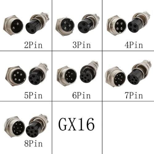 1Pcs 2,3,4,5,6,7,8 Pin GX16 Connector GX16 Male Female Jack Panel Metal Chassis Aviation Plug Socket Wire Connectors