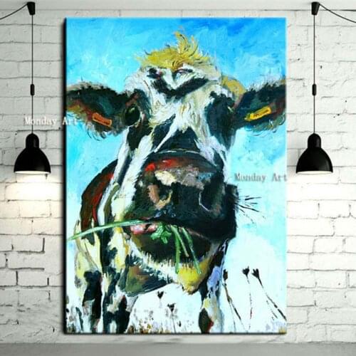 100% Hand Painted Acrylic cow Painting Wall Art Picture modern Animal Oil Painting on Canvas Modern artwork picture Home Decor