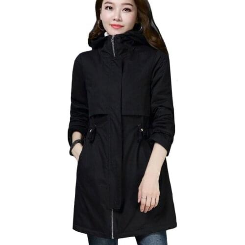 2020 New Autumn Womens Hooded Jackets Long Sleeve Casual Jacket Female Windbreaker Long Hooded Coat Outerwear Plus Size P765