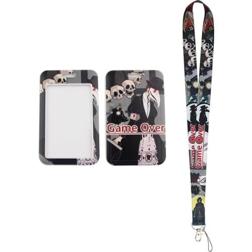 24pcs/lot MD383 DMLSKY Cartoon Punk Card Holder ID Holder Bus Card Holder Staff Card With Lanyard