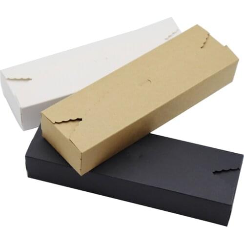 Natural Kraft Cardboard Paper Long Box 25pcs Nice Pure black&WHITE Wedding Favor Candy Gift Packaging Box 23*7*4cm