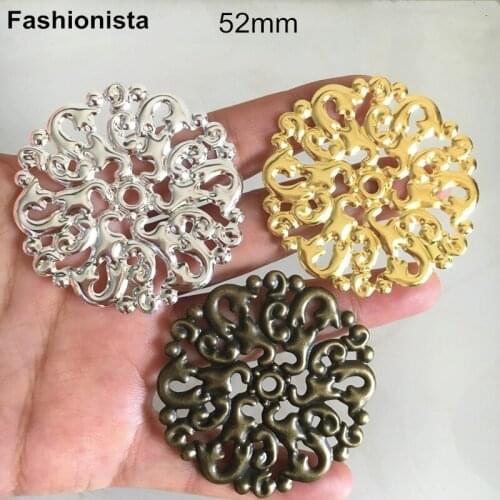 30 pcs - Large Metal Filigree Flower For Crafts & Jewelry DIY,Gold,Silver-color,Bronze 52mm -F