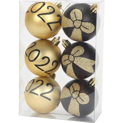 6 Pcs/Box 6cm Christmas Ball Ornaments Xmas Tree Decorations Hanging Pendant for Holiday Party Decor M6CE