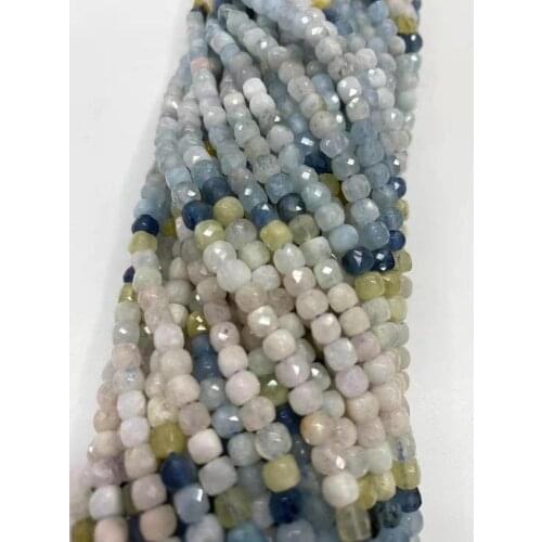 AAAAA Natural crystal Marine Sapphire gradient 4x4mm DIY jewelry boutique crystal 38cm in length