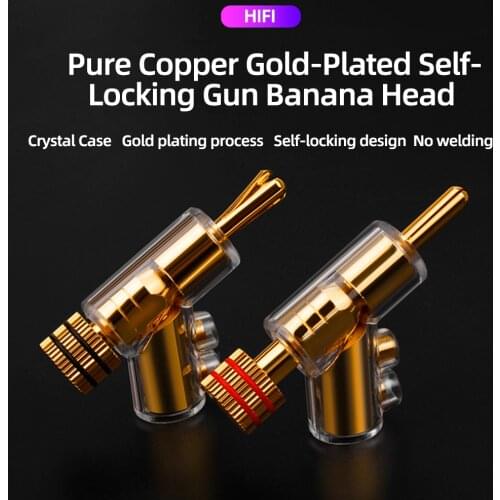 YYAUDIO HIFI Gold Plated Lockable SPEAKER CABLE BANANA CONNECTOR BANANA PLUG