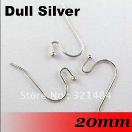 Free ship! 2000PCS Rhodium Dull Silver Plated French Earwire Ball End Earring Hook Wires Findings