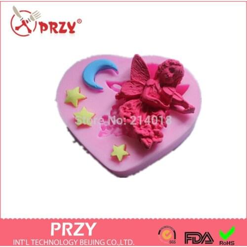 Free shipping Angel girl violin modelling chocolate mold silicon fondant Cake decoration mold wholesale fondant mold
