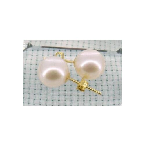 Free shipping Wholesale price WHITE 10-10.5MM AAA++ GRADE AKOYA PEARL STUD EARRINGS
