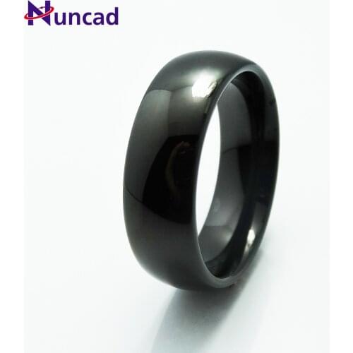 European and American Popular Tungsten Steel Ring, Simple Curved Glossy 8mm Black, Trendy Male Ring